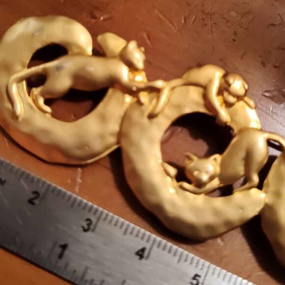 Vintage JJ Jonette 4 Playing Cats Brooch Pin - Picture 3 of 6